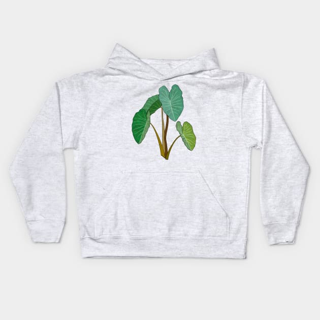 Kalo (Taro) Plant Kids Hoodie by peachycrossing